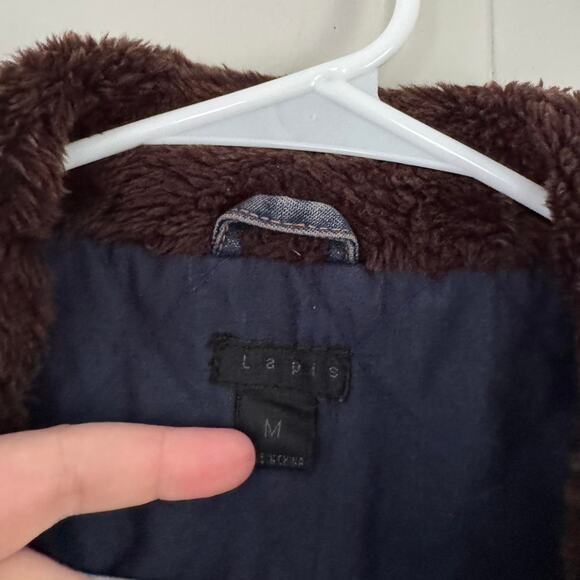 Lapis vintage y2k goth denim vest with brown fur on the collar women's medium - Picture 5 of 5